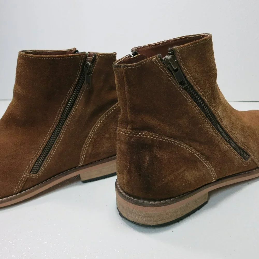 Steve Maden Lancer Suede Leather Dual Zippered Boots Men's Footwear Sz 10.5 D